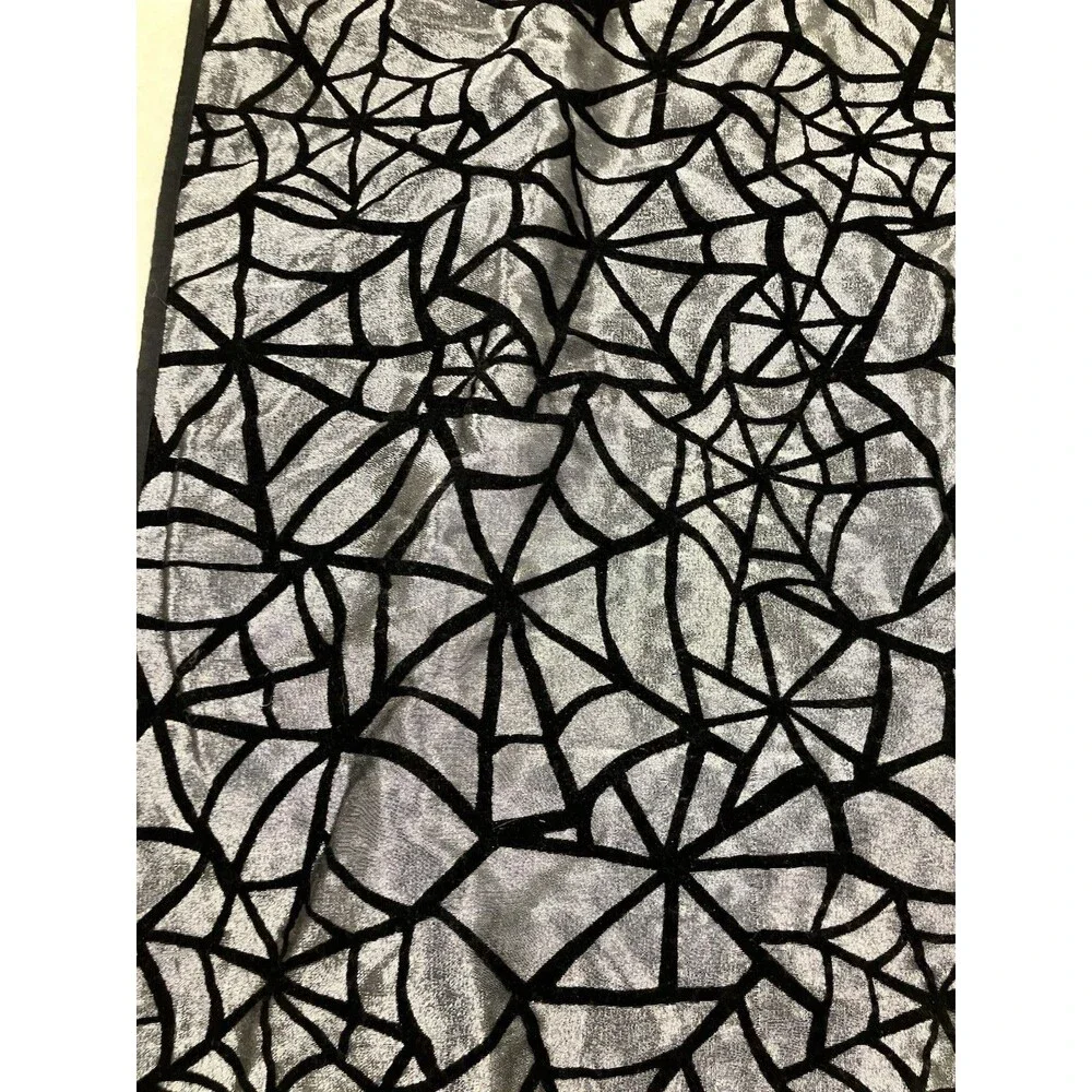 66” Halloween Spiderweb Table Runner Fall Kitchen Dining Grey And Velvety Black